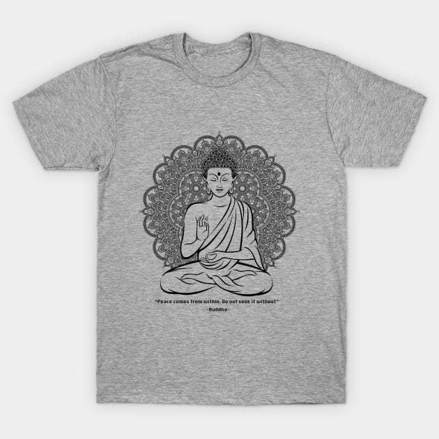 Mandala Meditating Buddha T-Shirt by Nirvanax Studio